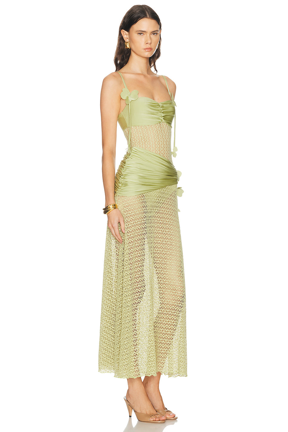 Petal Sheen Flower Applique Beach Dress