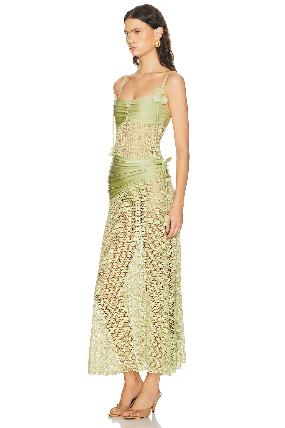 Petal Sheen Flower Applique Beach Dress