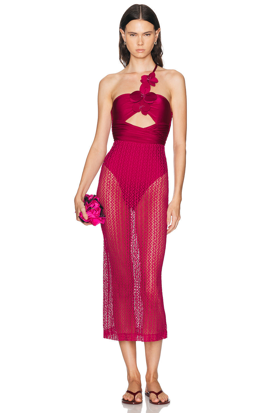 Petal Sheen Flower Applique Beach Dress