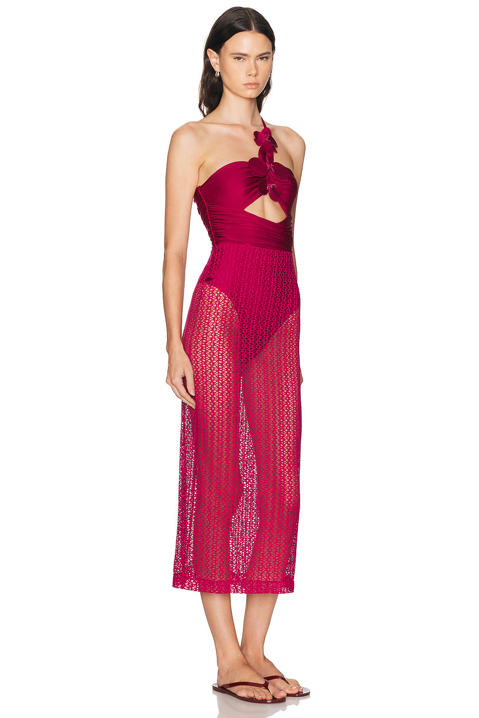 Petal Sheen Flower Applique Beach Dress