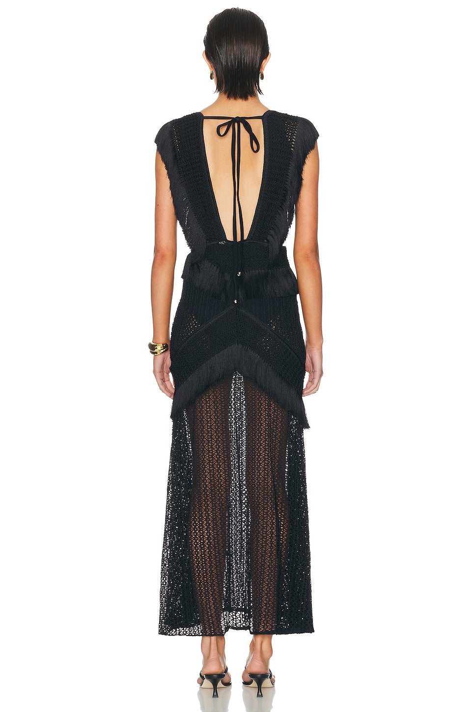 Ayla Fringe Plunge Maxi Dress