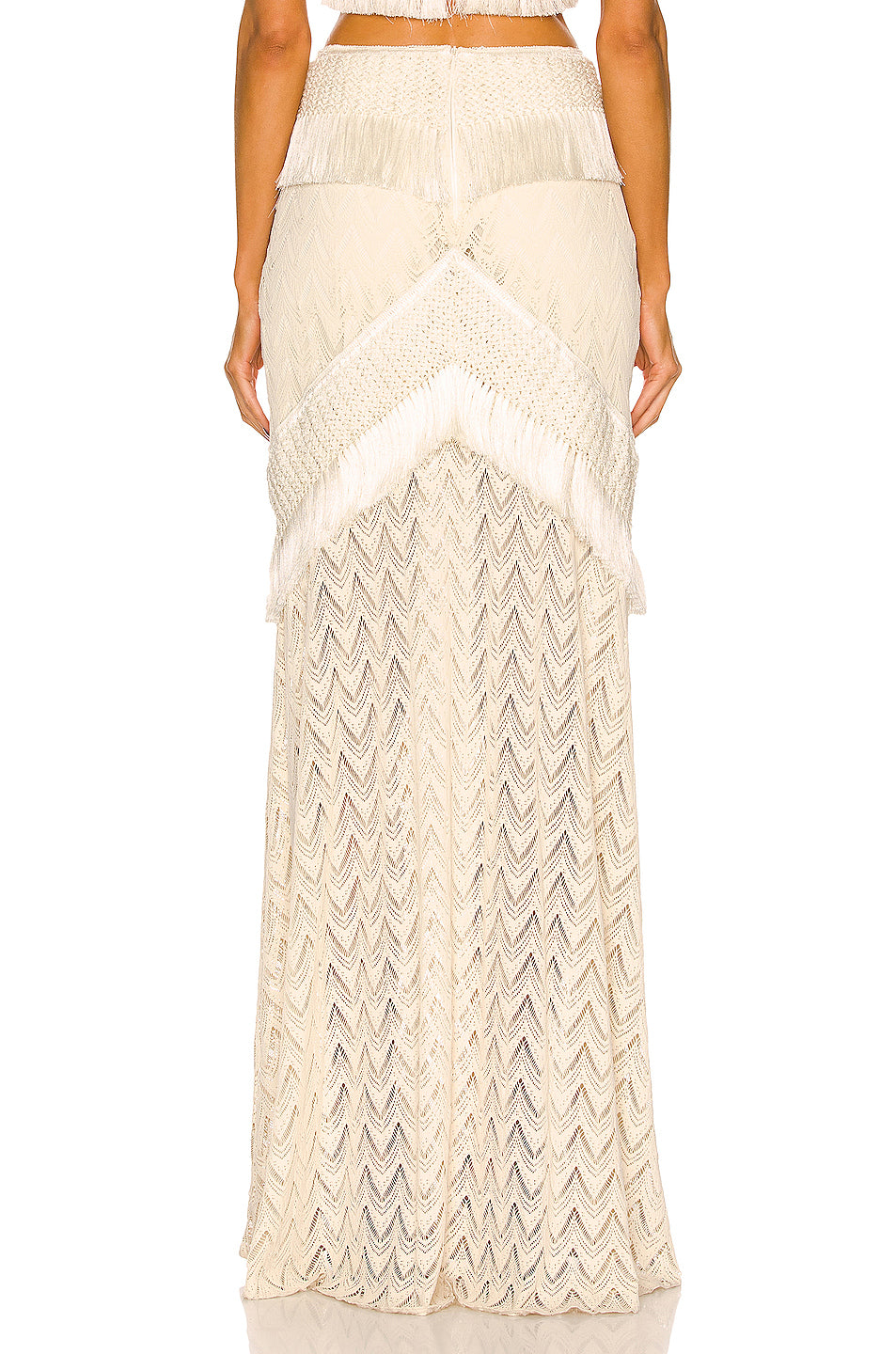 Fringe Trim Maxi Skirt