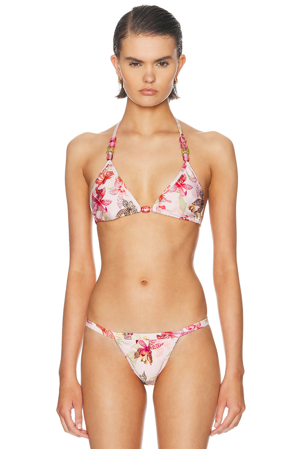 Orchid Bloom Lycra Triangle Bikini Top