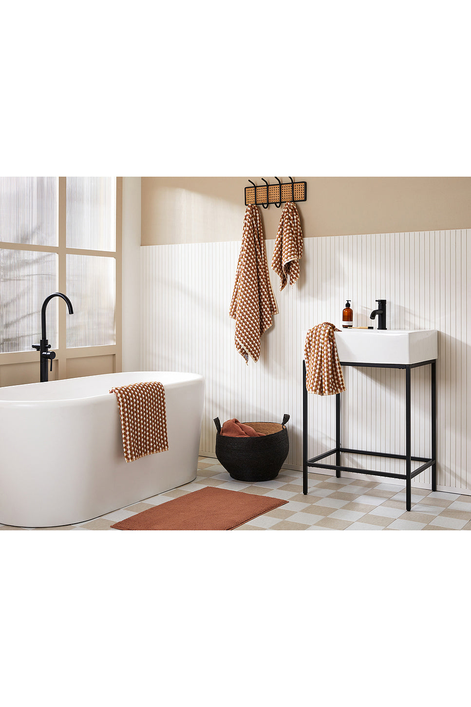 Organic Mosaic Hand Towel in Ochre & Clay