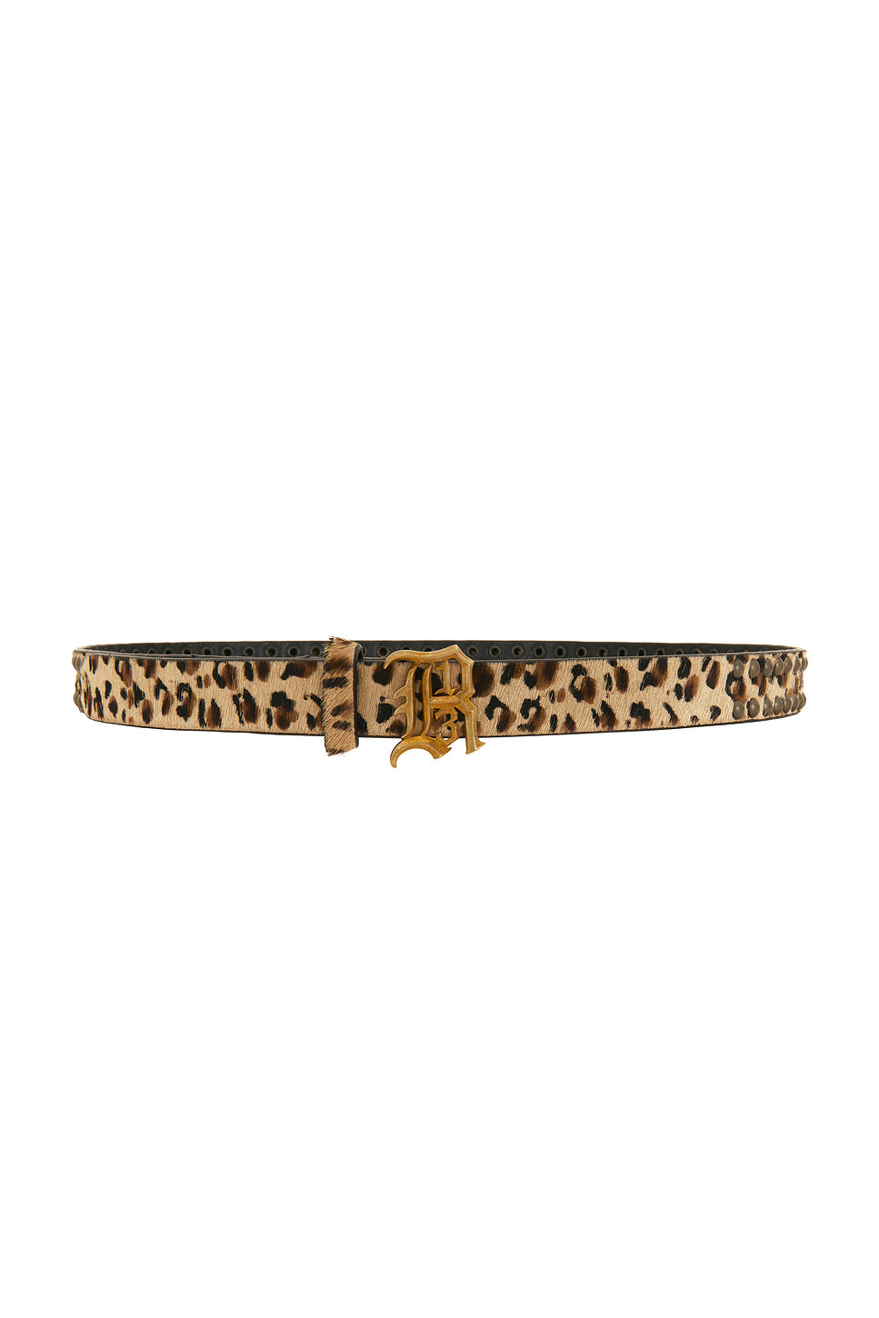 Slim Logo Belt with Brass Dome Studs