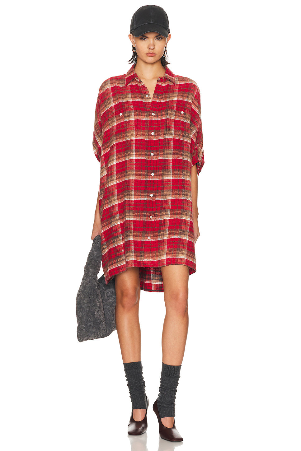 Plaid Oversized Boxy Shirt Dress