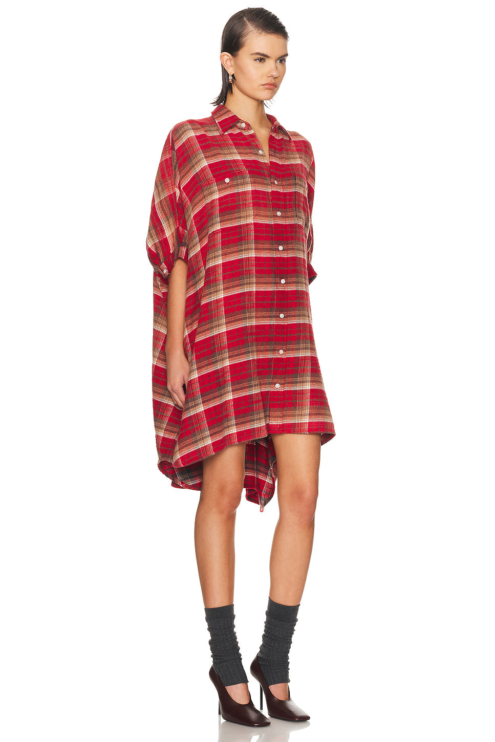 Plaid Oversized Boxy Shirt Dress