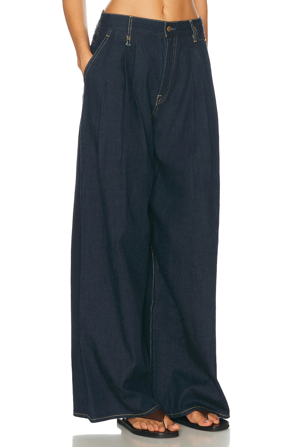 Triple Pleat Wide Leg