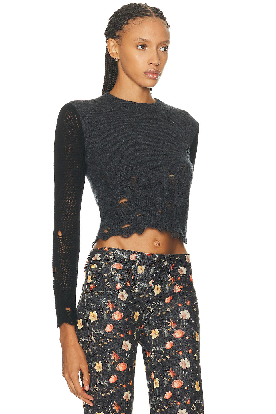 Combo Sleeve Baby Crewneck Sweater