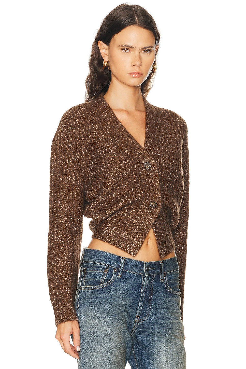 Split Hem Ribbed Cardigan