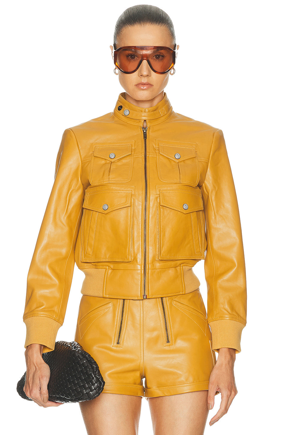 Shrunken Zip Up Leather Jacket