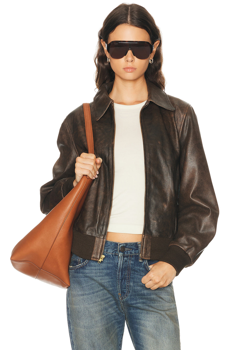 Boyfriend Leather Bomber Jacket