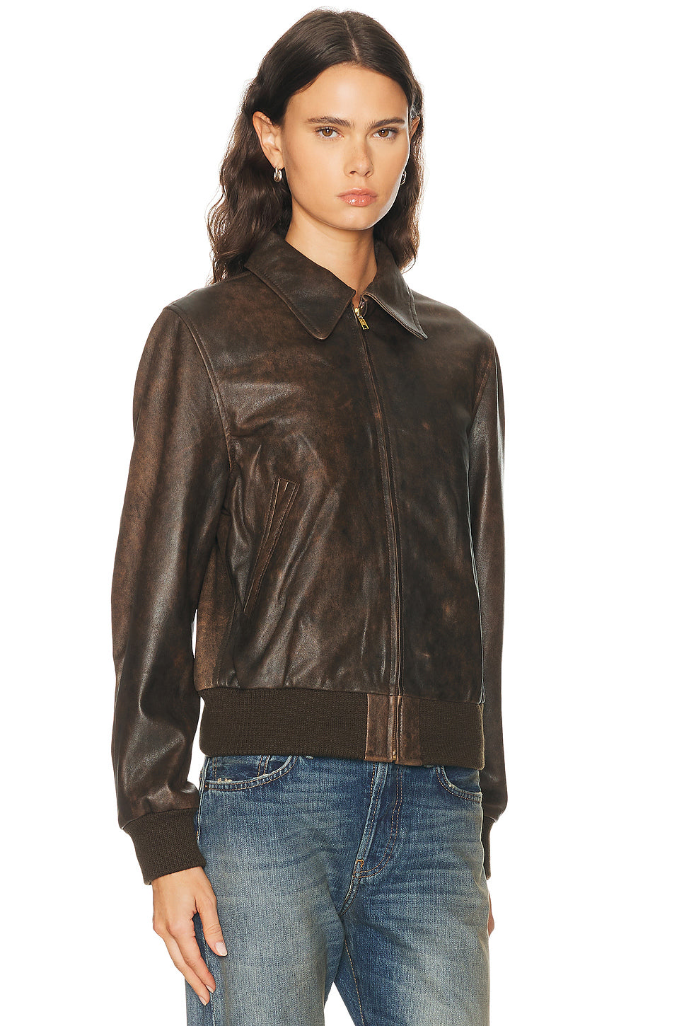 Boyfriend Leather Bomber Jacket