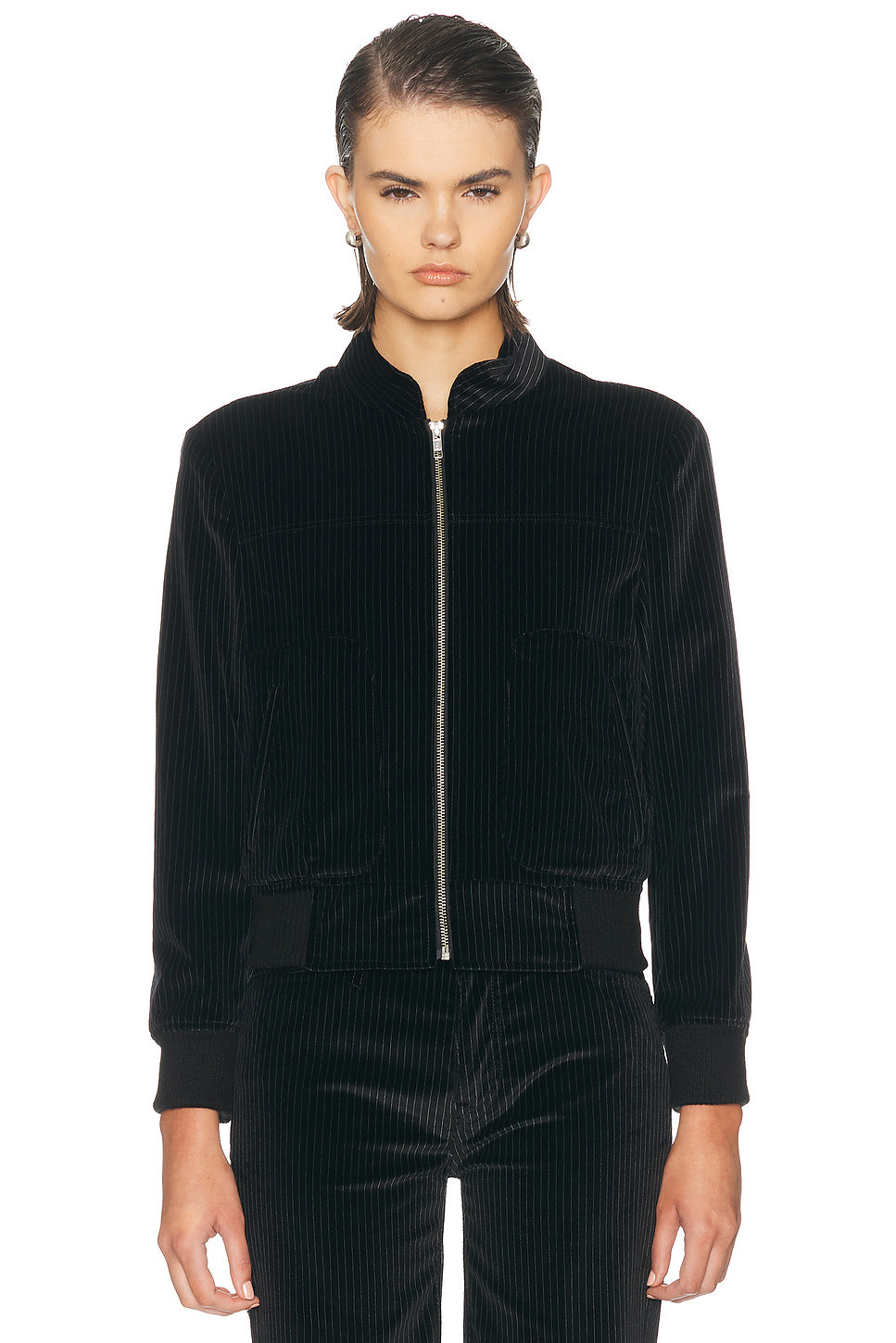 Shrunken Jacket with Stand Collar