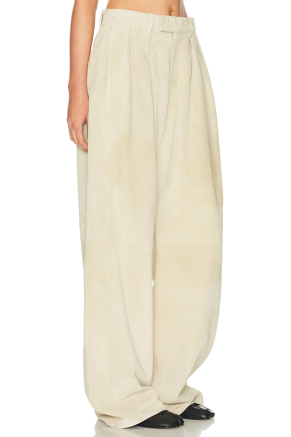 Pleated Wide Leg Leather Pant