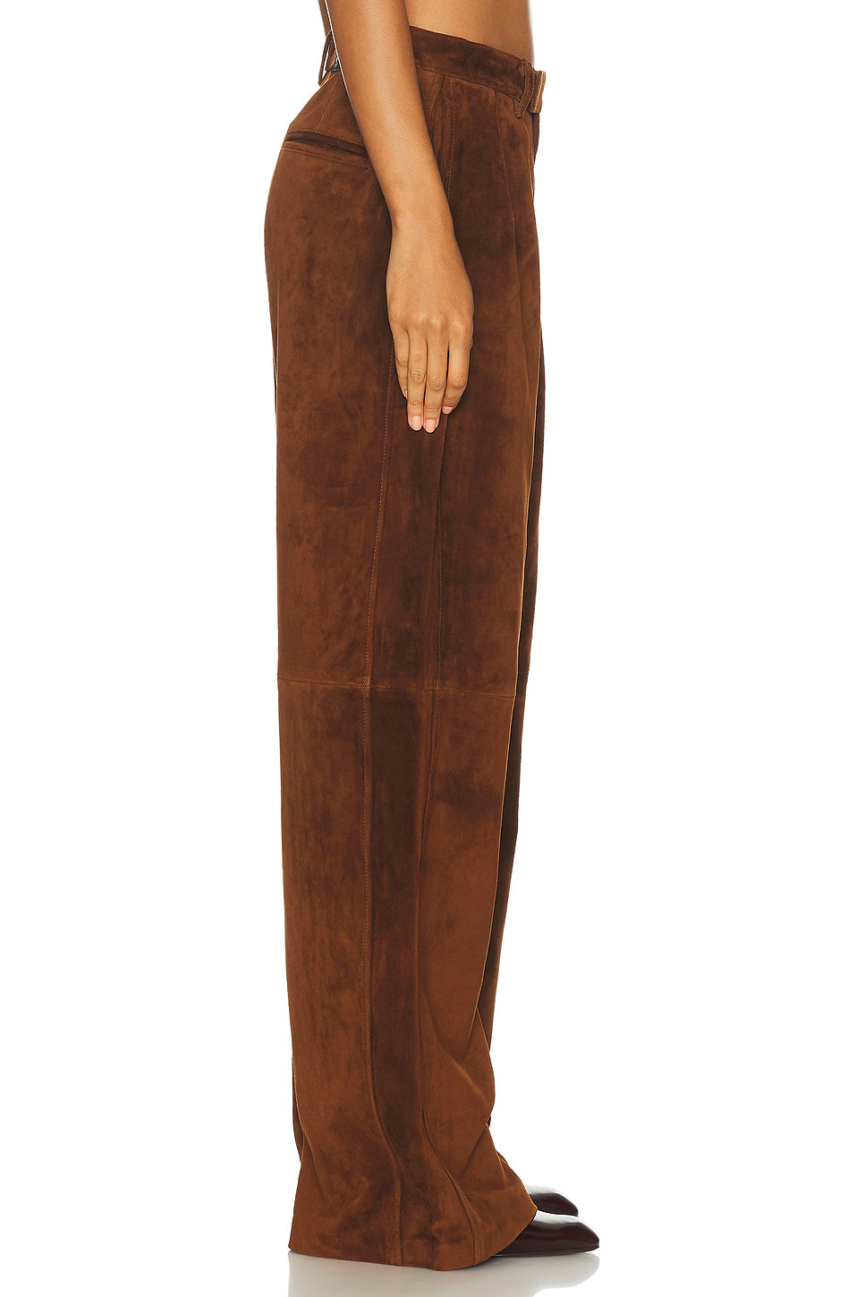 Pleated Wide Leg Leather Pant
