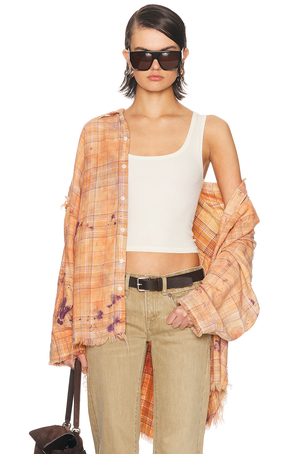 Shredded Seam Drop Neck Shirt