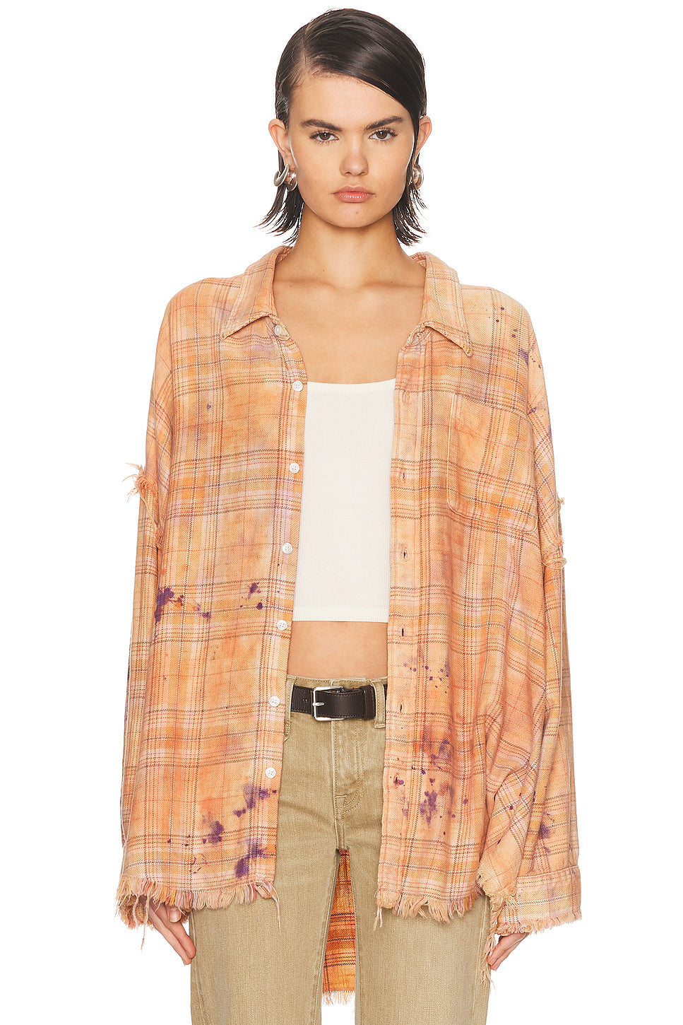 Shredded Seam Drop Neck Shirt