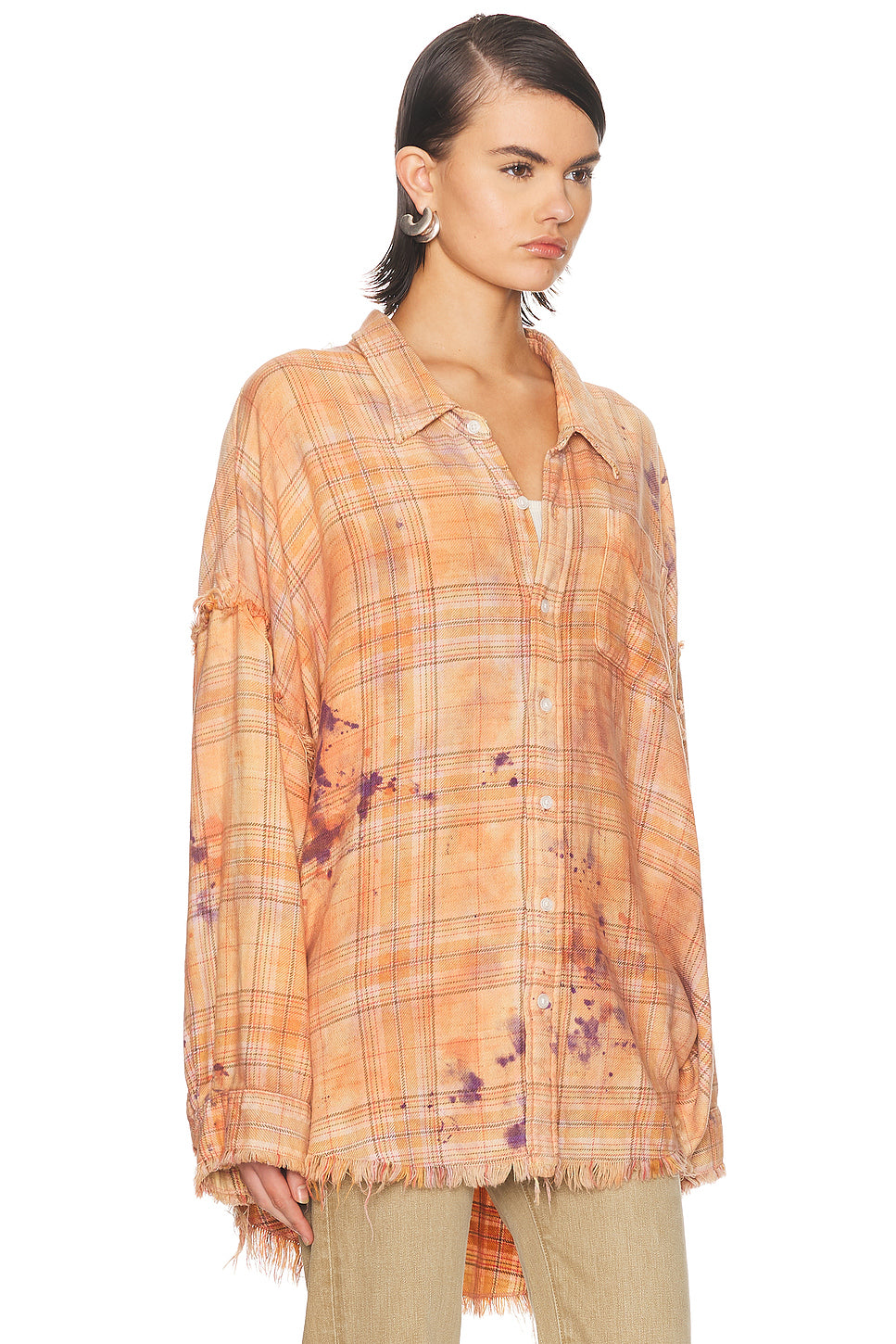 Shredded Seam Drop Neck Shirt