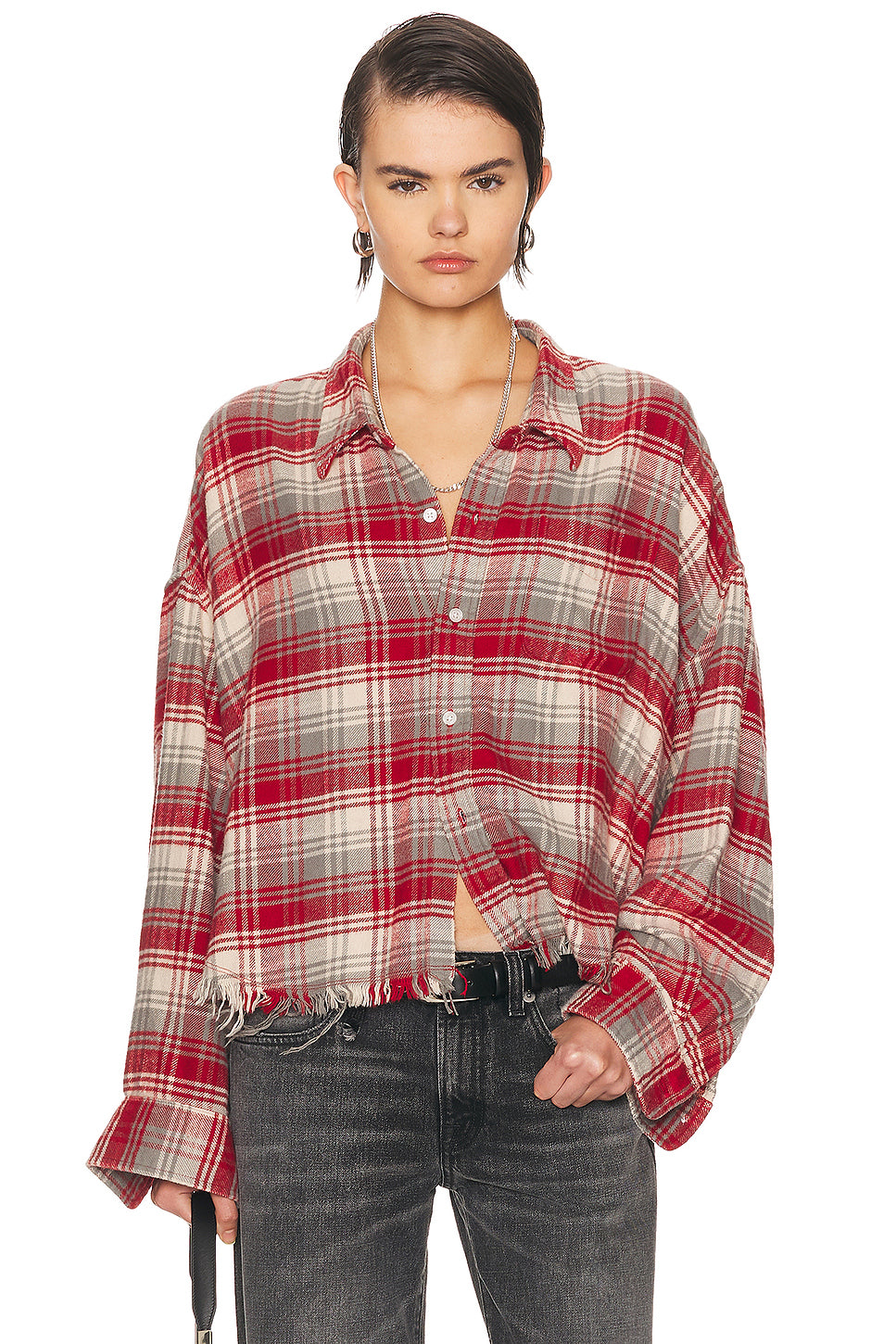 Drop Neck Cropped Shirt