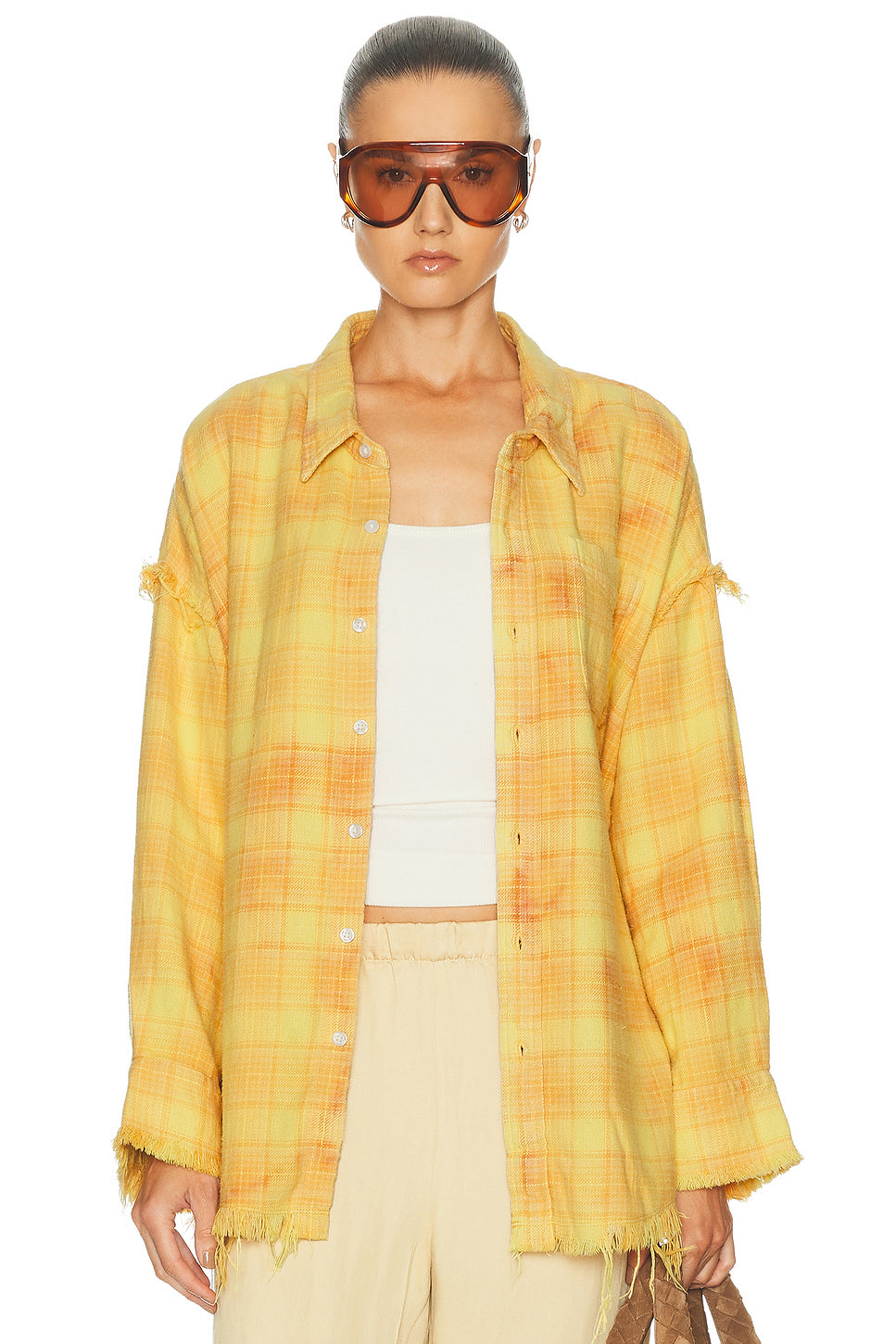 Shredded Seam Drop Neck Shirt