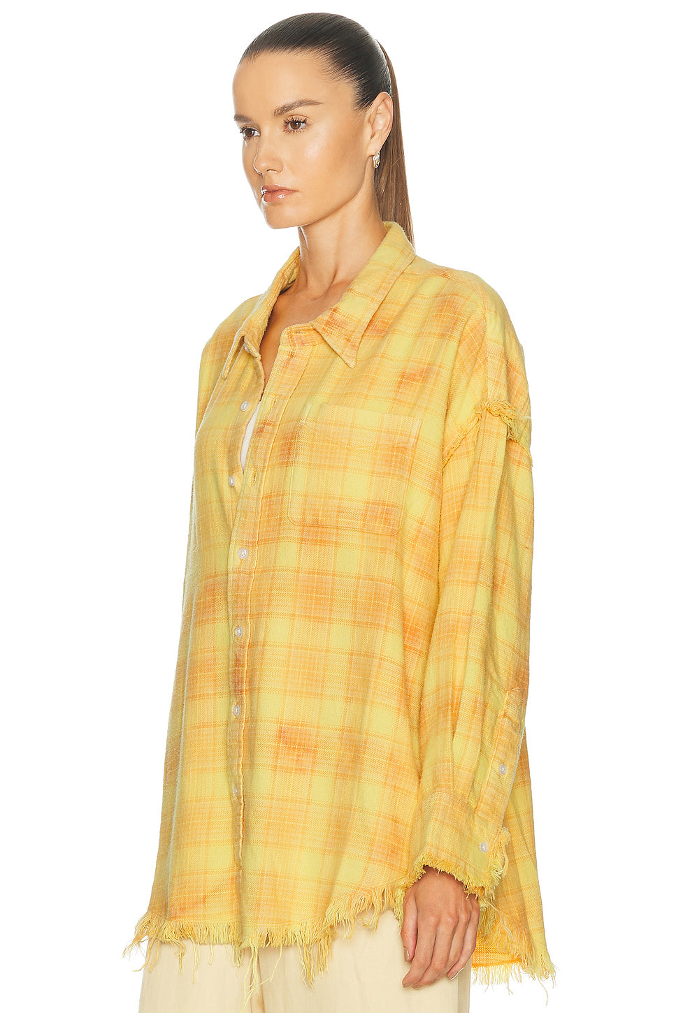 Shredded Seam Drop Neck Shirt