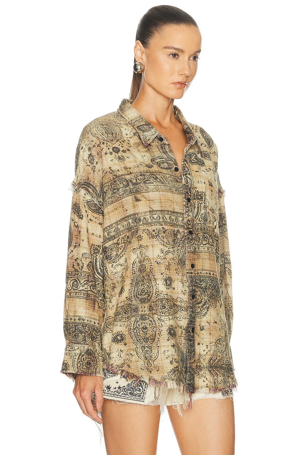Shredded Seam Drop Neck Shirt