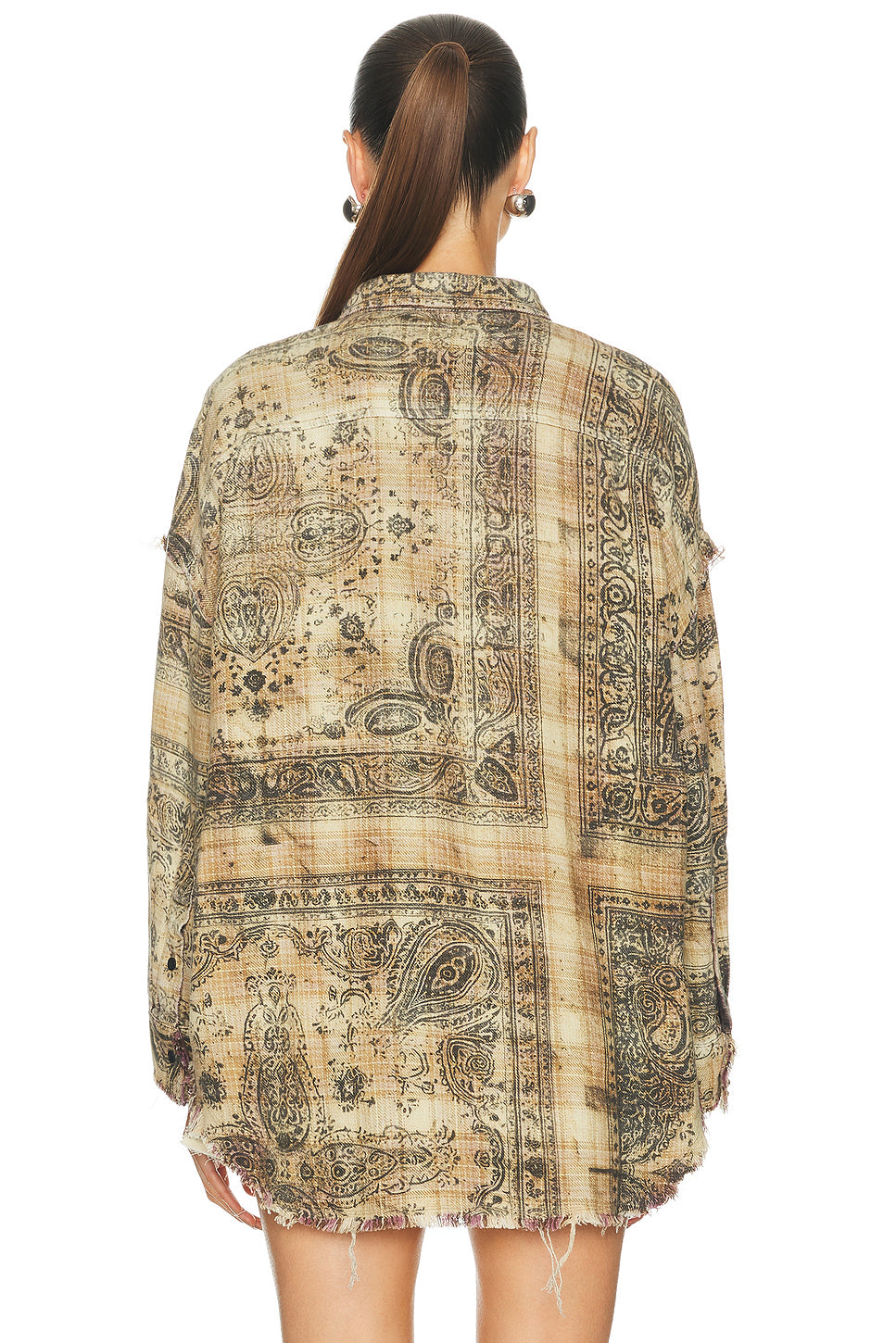 Shredded Seam Drop Neck Shirt