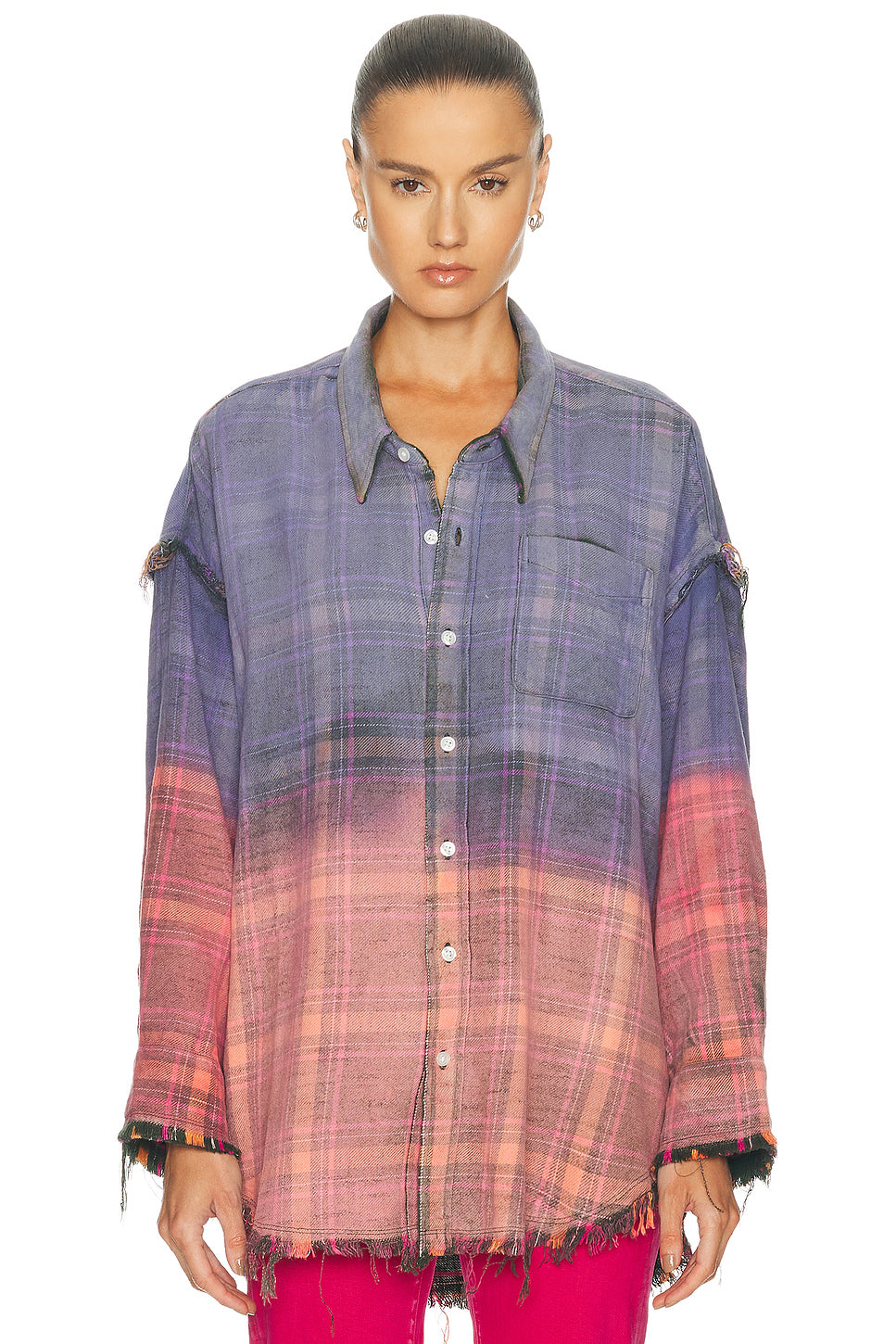 Reversible Shredded Seam Drop Neck Shirt