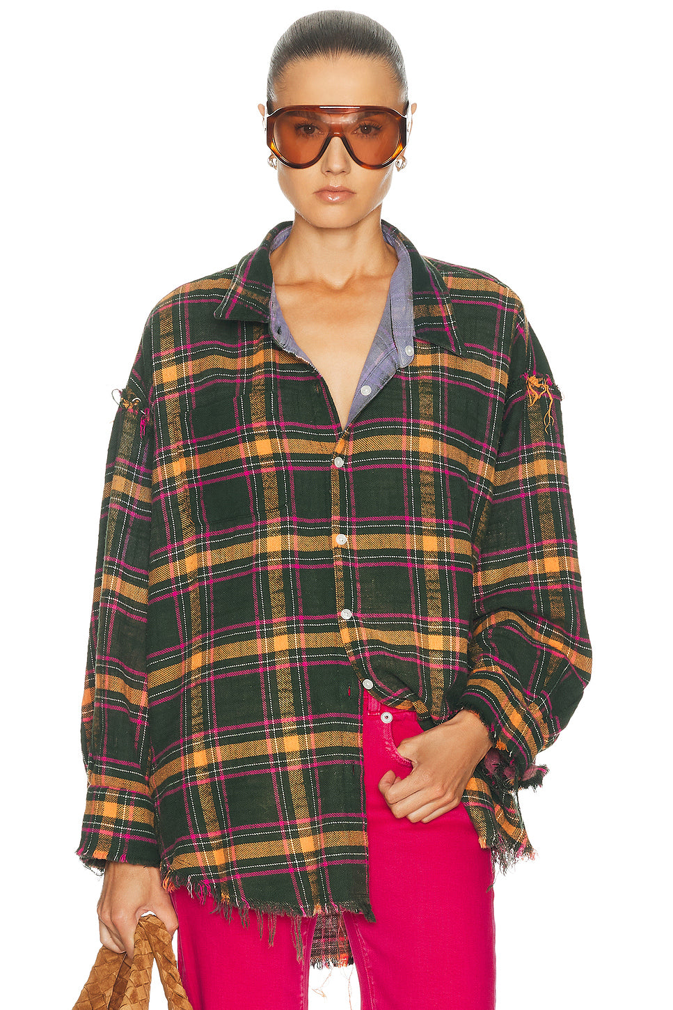 Reversible Shredded Seam Drop Neck Shirt