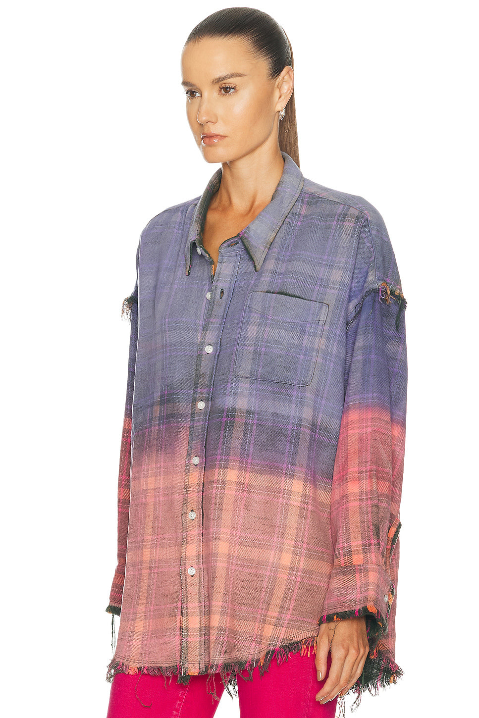 Reversible Shredded Seam Drop Neck Shirt