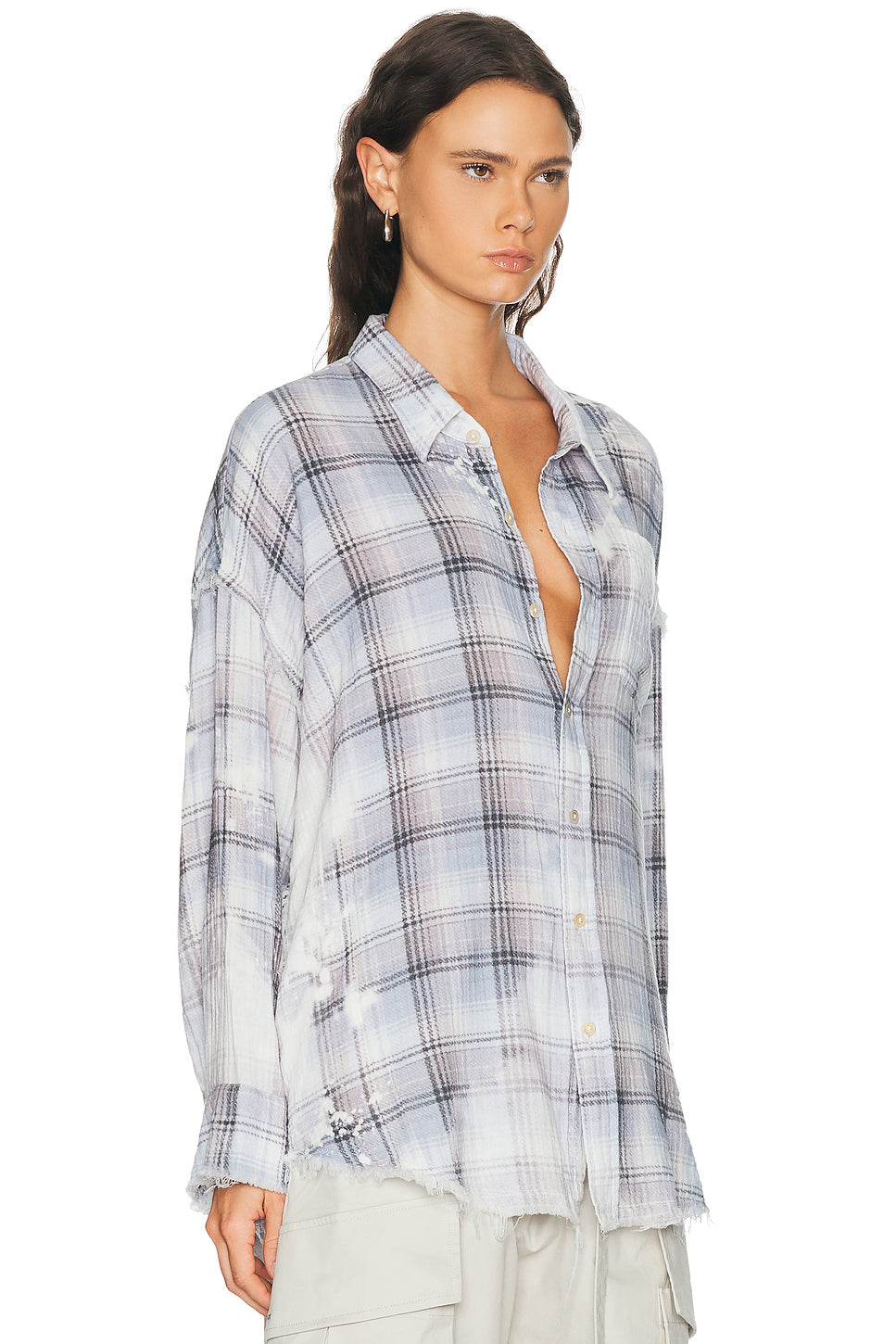 Shredded Seam Drop Neck Shirt