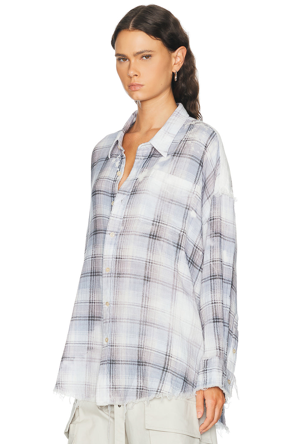 Shredded Seam Drop Neck Shirt