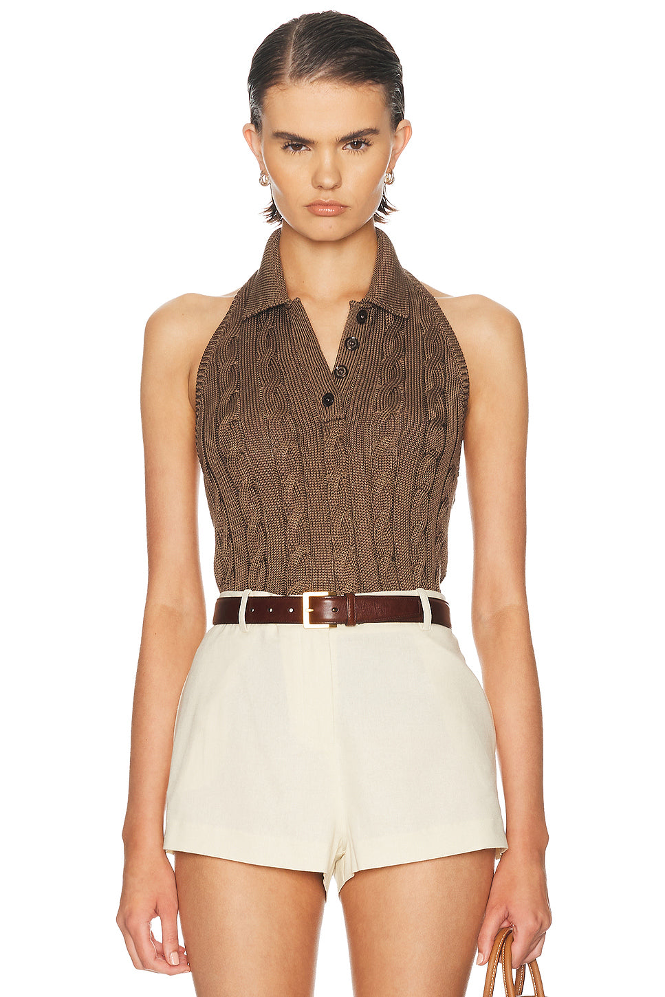 Sleeveless Halter Polo Sweater