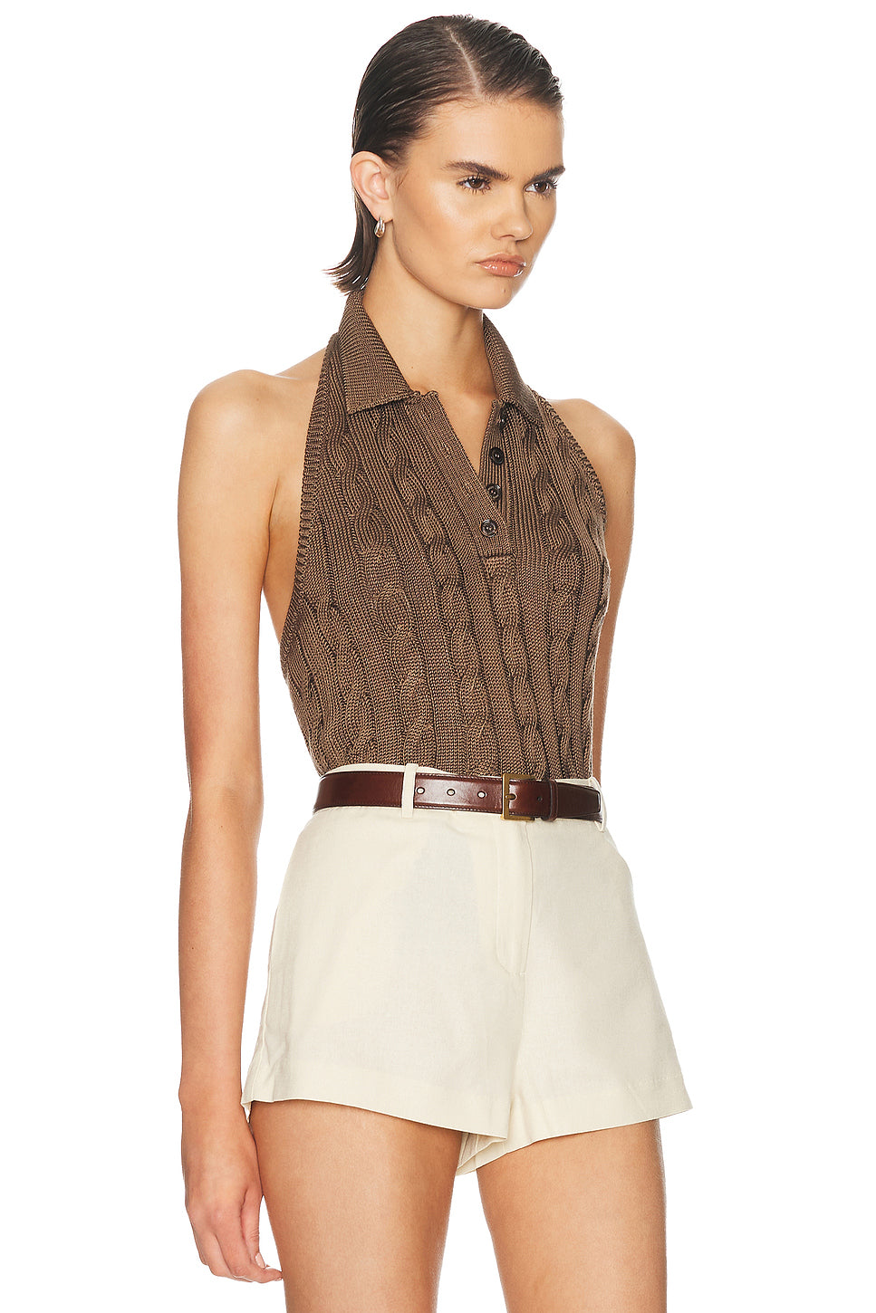 Sleeveless Halter Polo Sweater