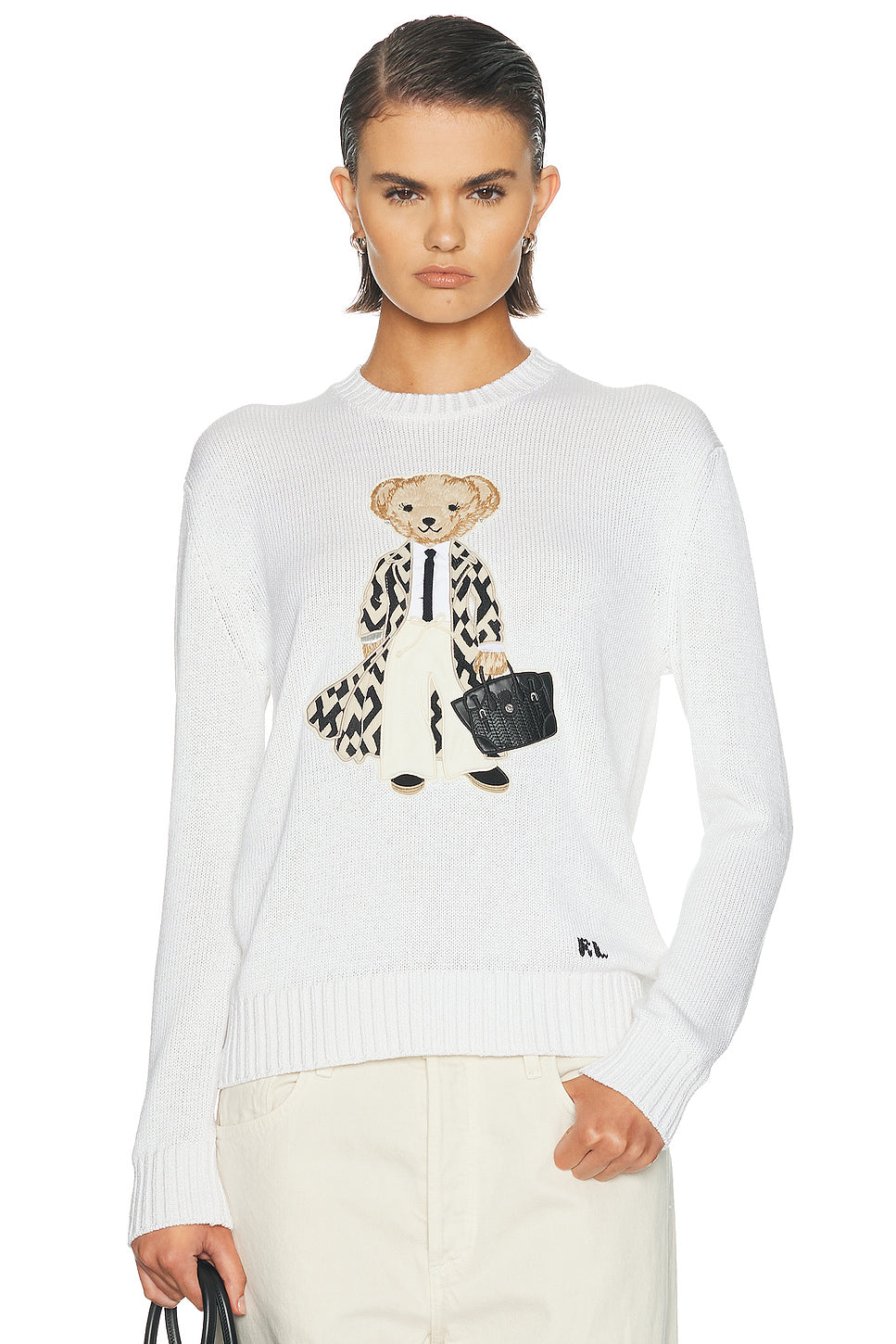 Lofty Silk Bear Long Sleeve Sweater