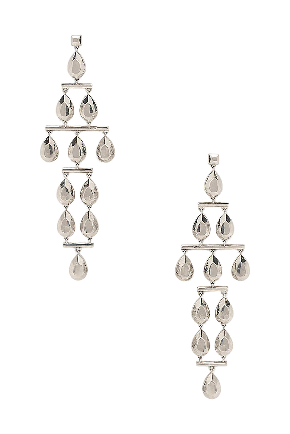 Silver-Tone Teardrop Chandelier Earrings