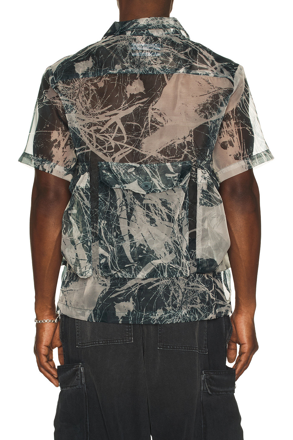 Organza Short Sleeve Cargo Shirt