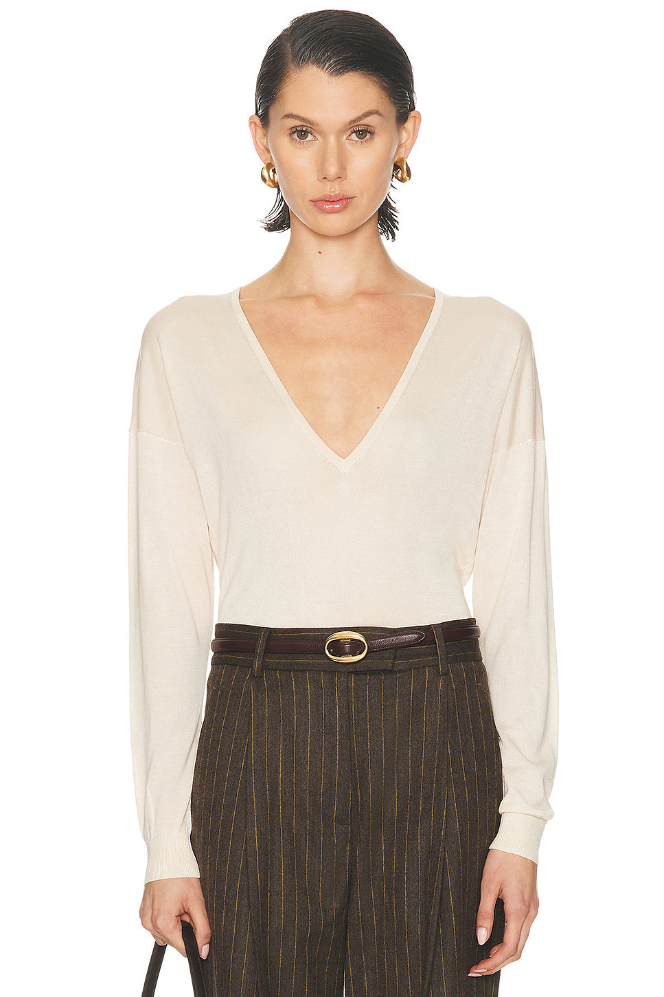 Silk Cashmere V Neck Sweater