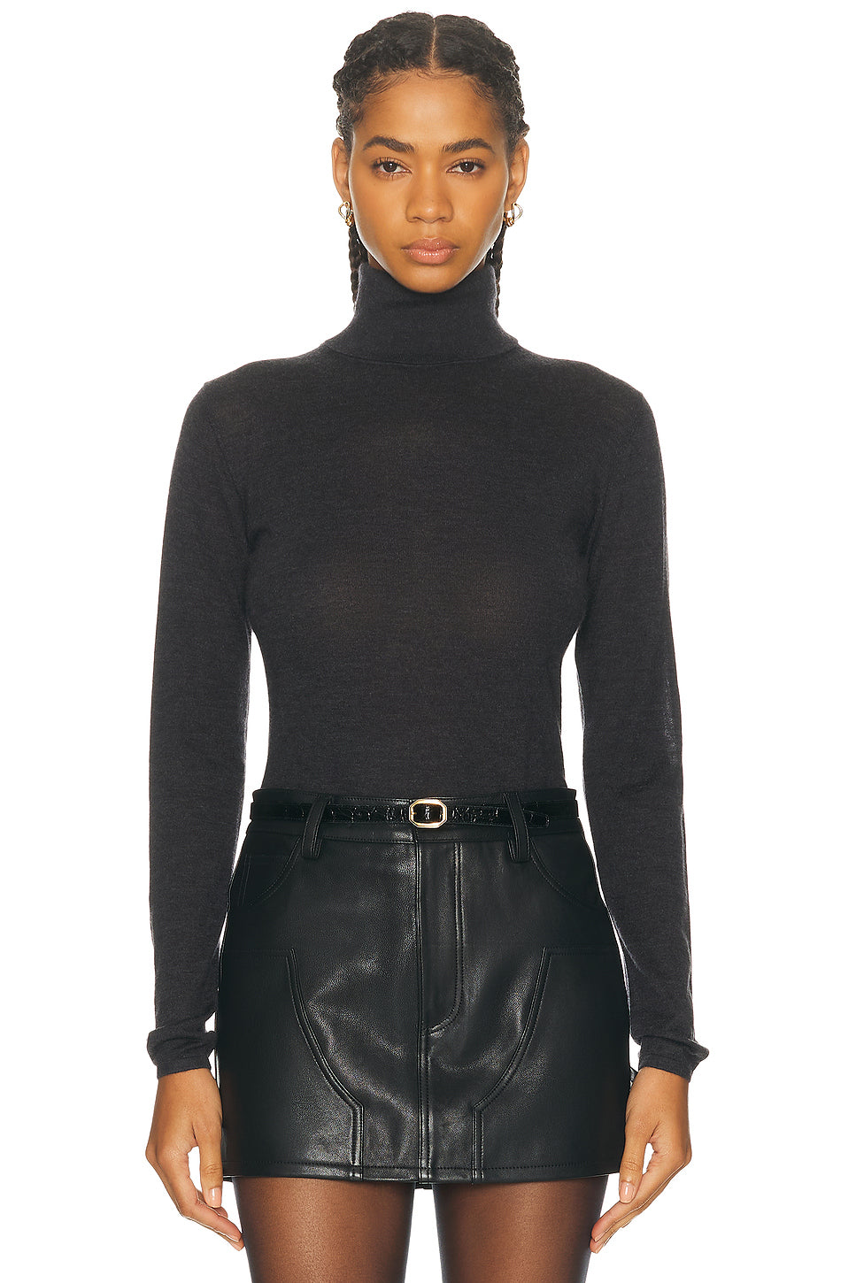 Cashmere Silk Fitted Turtleneck Sweater