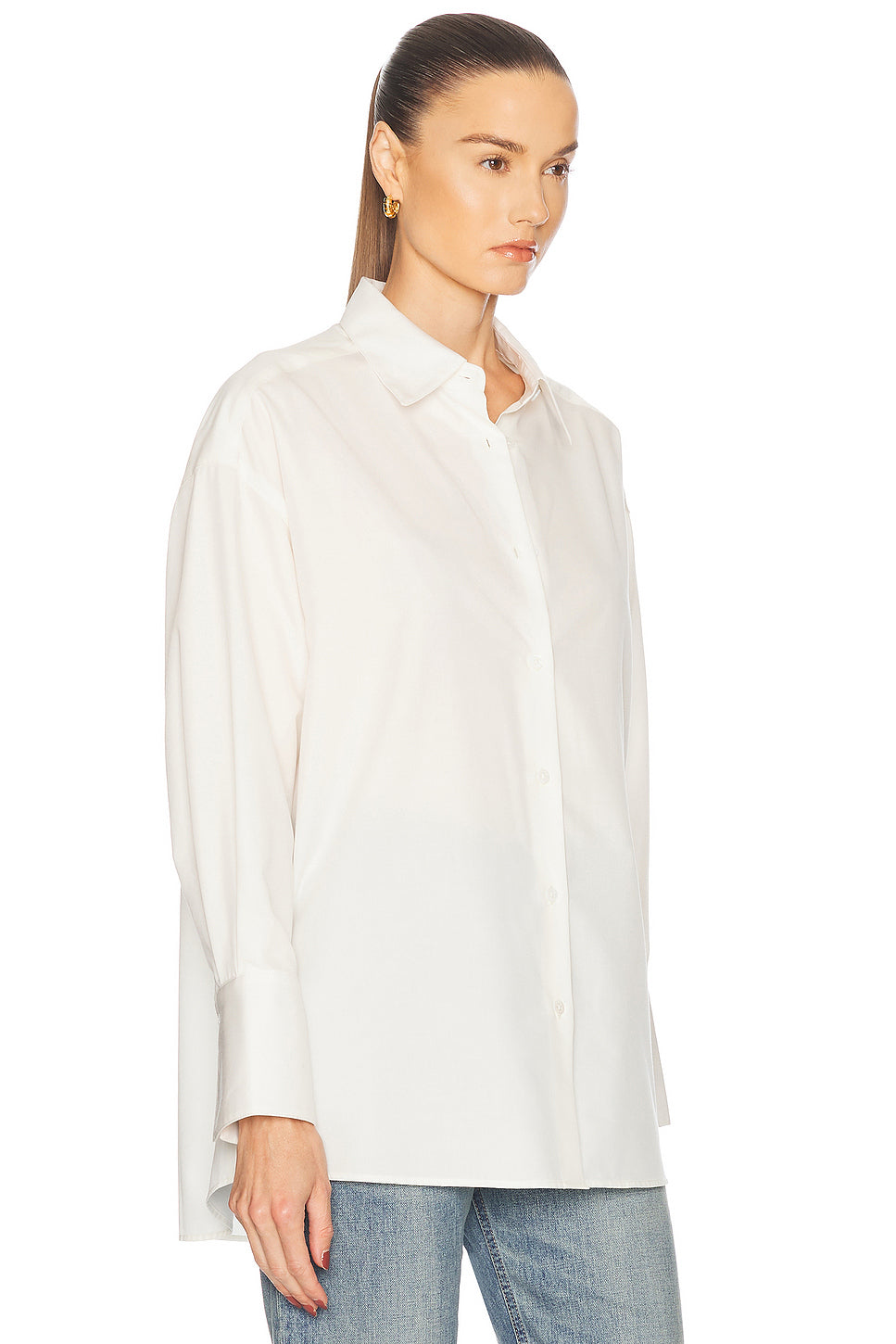 Boxy Long Sleeve Button Up Top