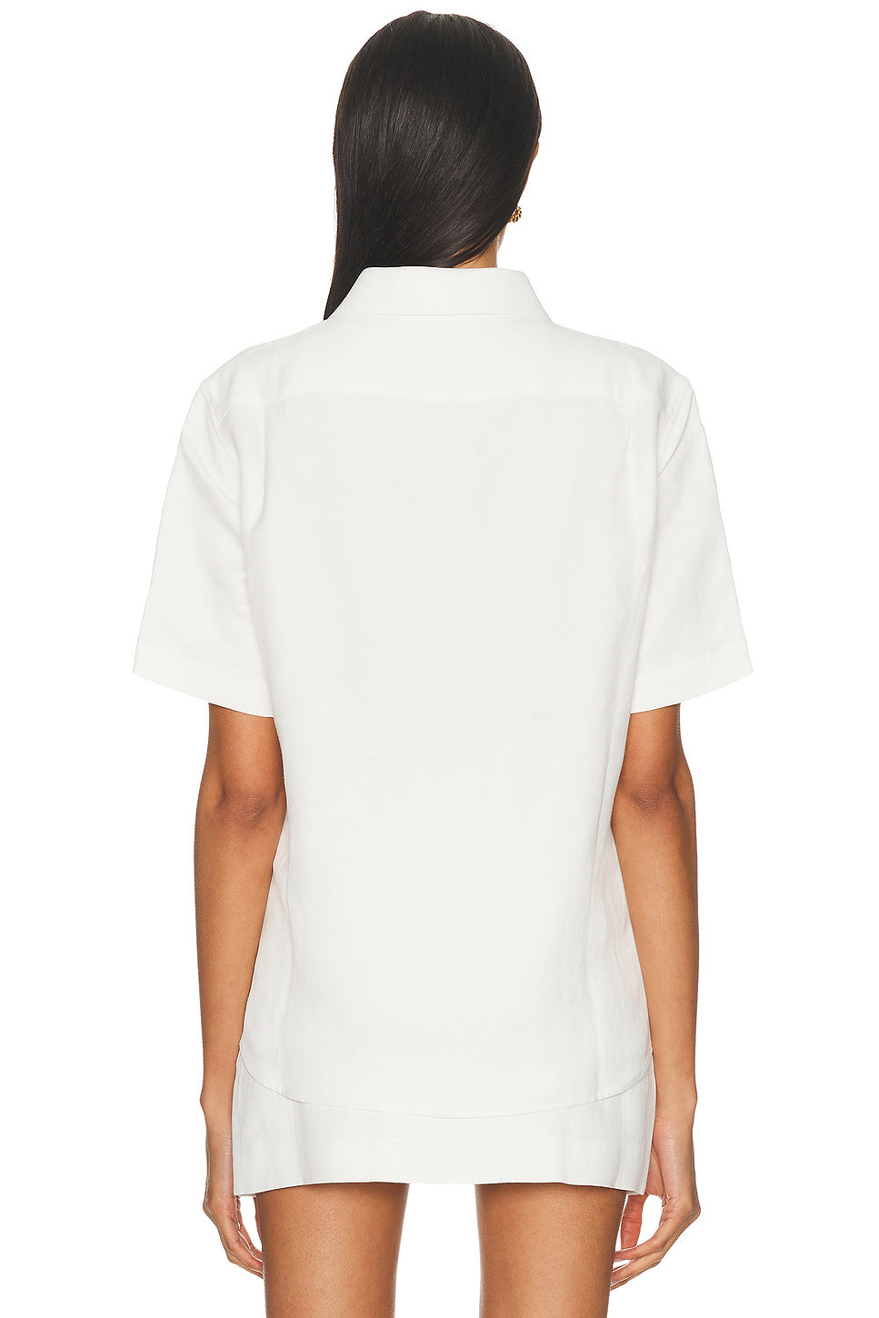 Short Sleeve Linen Button Up Top