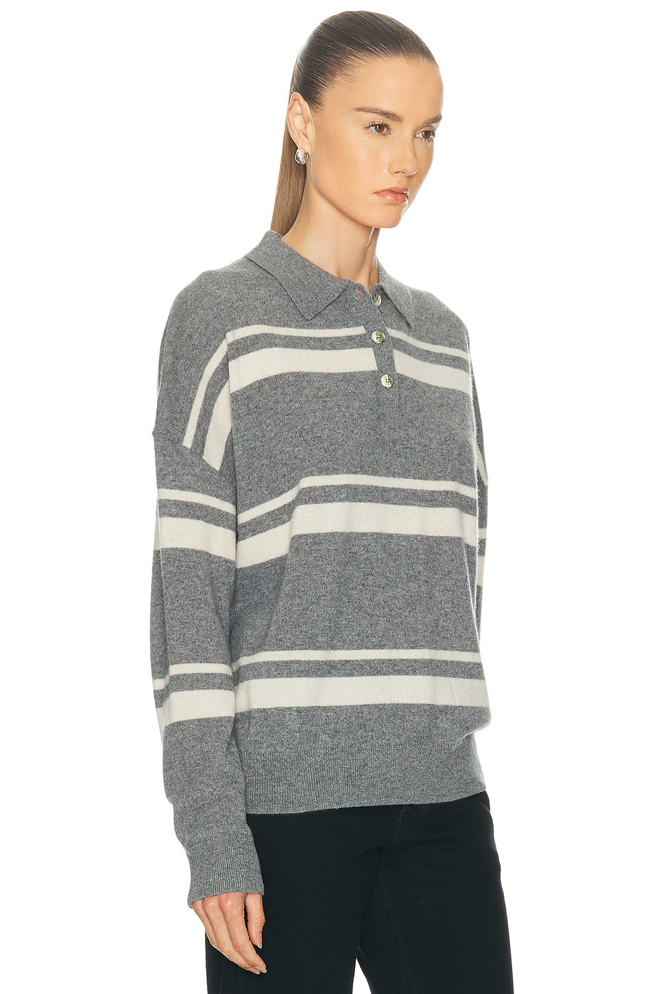 Cashmere Striped Polo Top