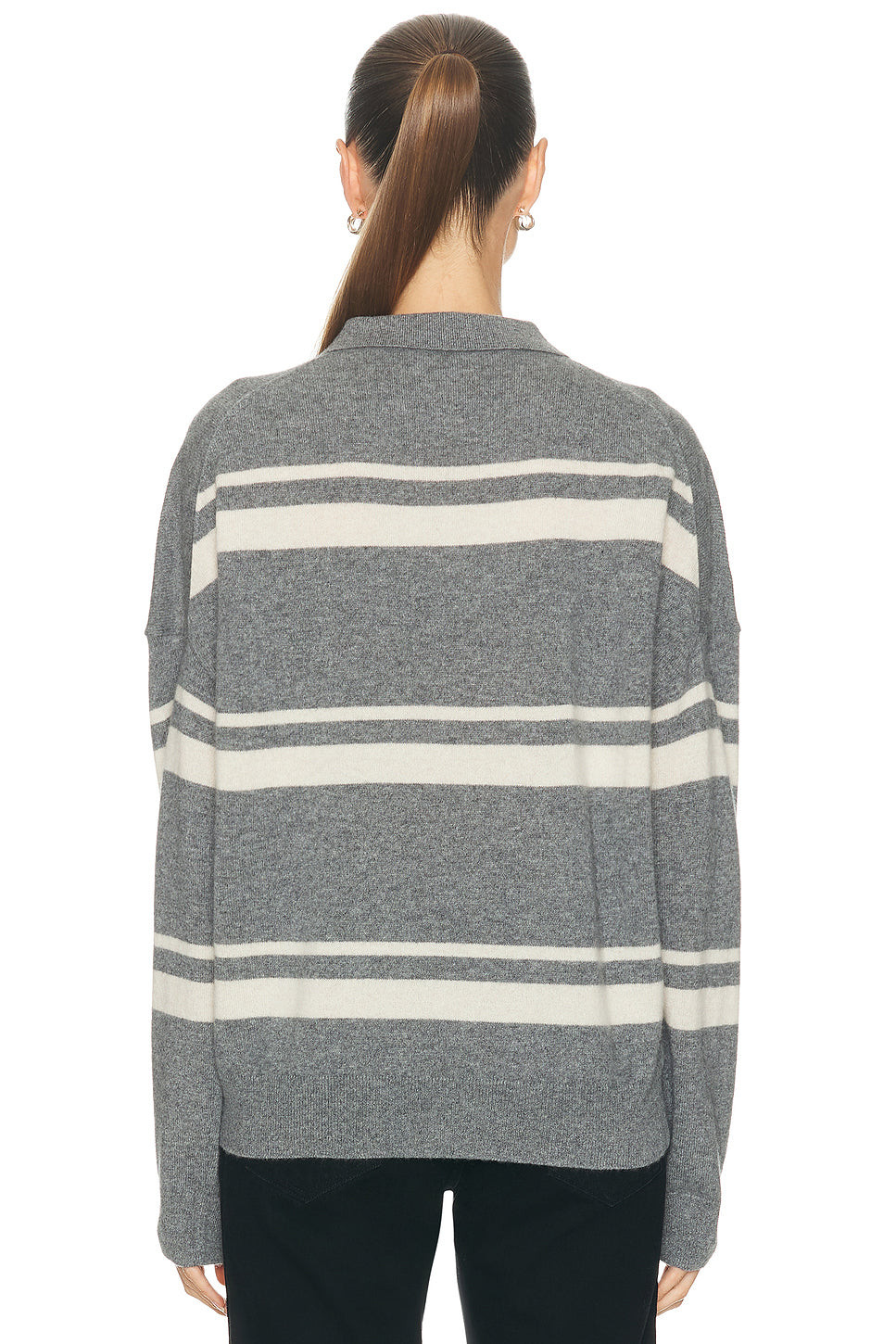 Cashmere Striped Polo Top