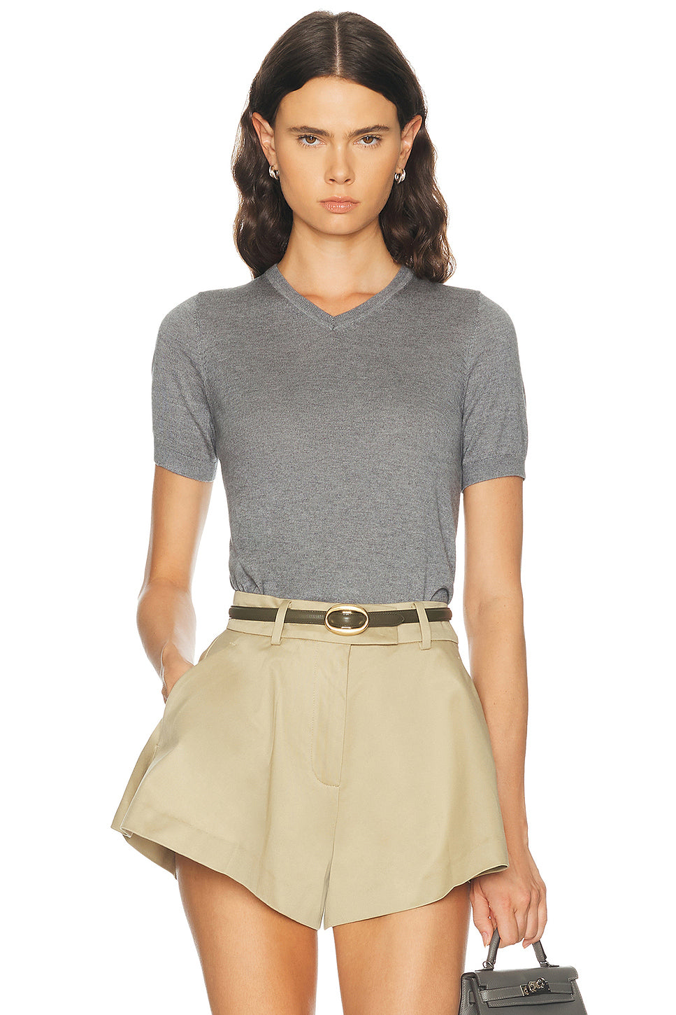 Silk Cashmere V-Neck Knit Tee