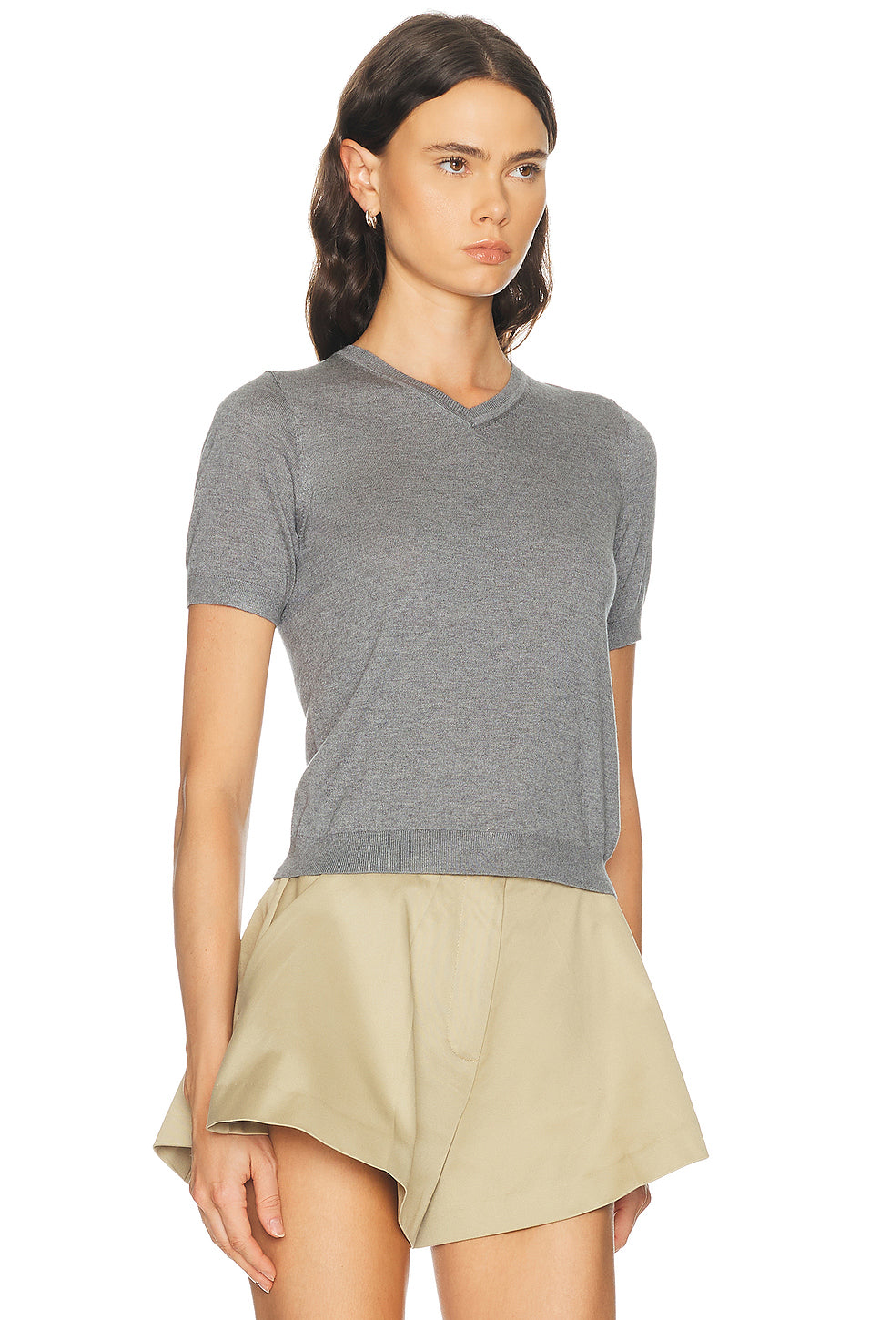 Silk Cashmere V-Neck Knit Tee