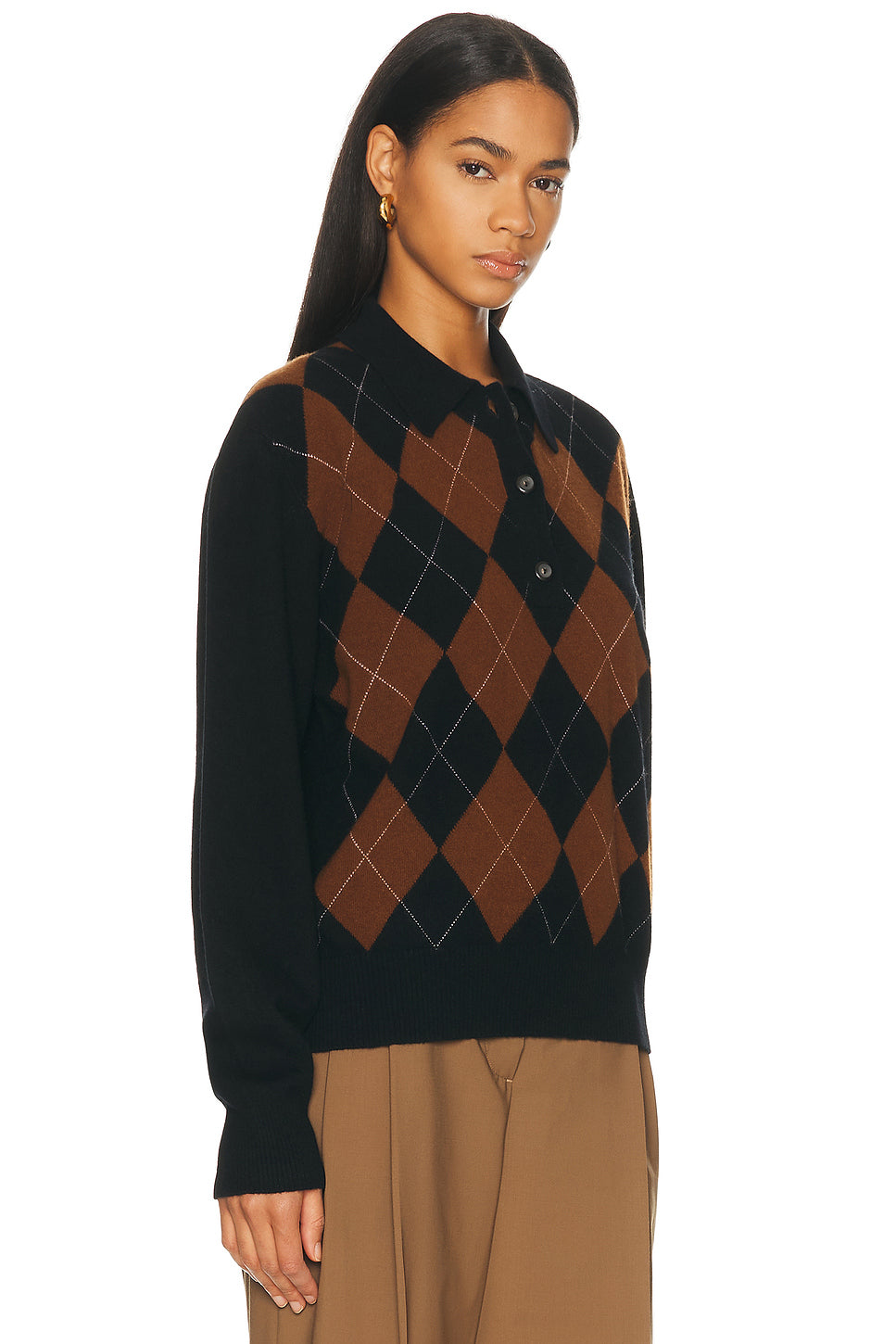 Compact Knitted Check Polo Sweater