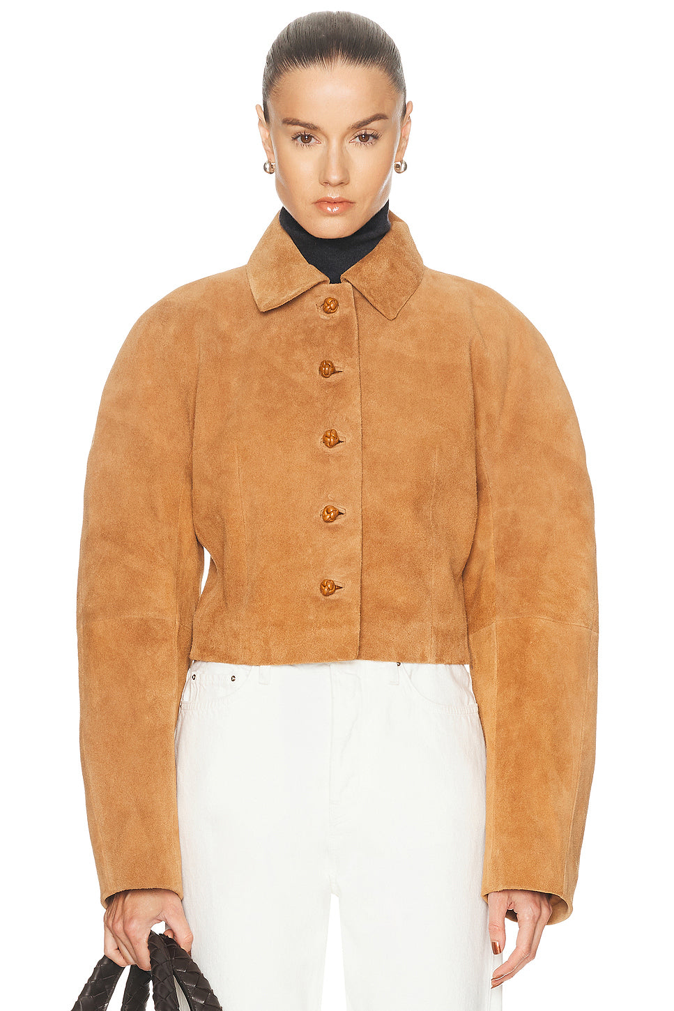 Rounded Textured Suede Jacket