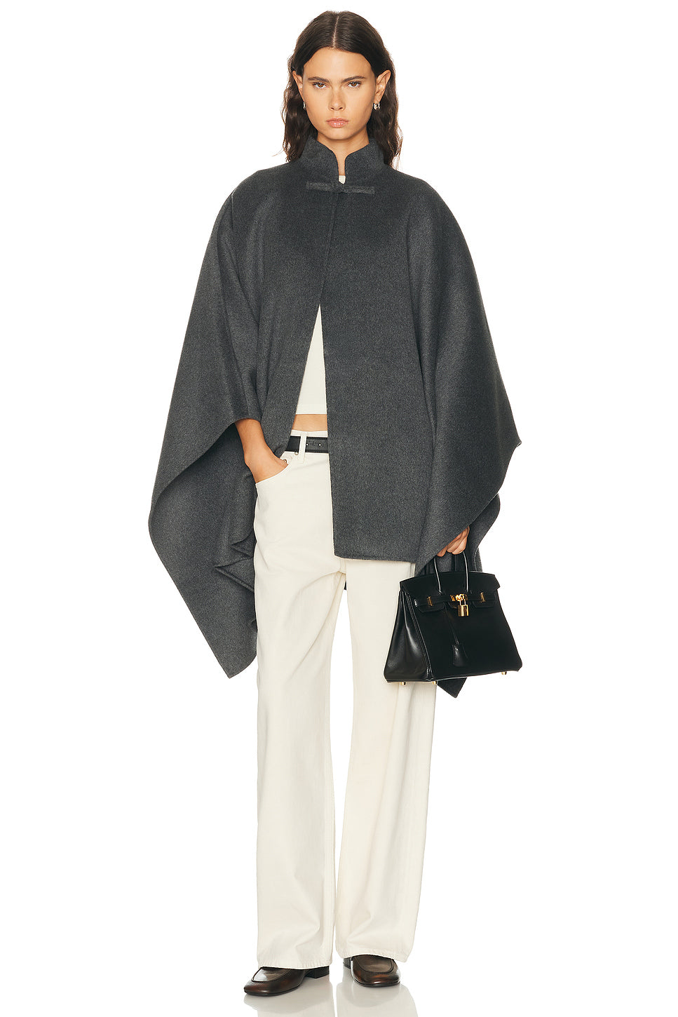 Double Faced Wool Pankou Closure Poncho