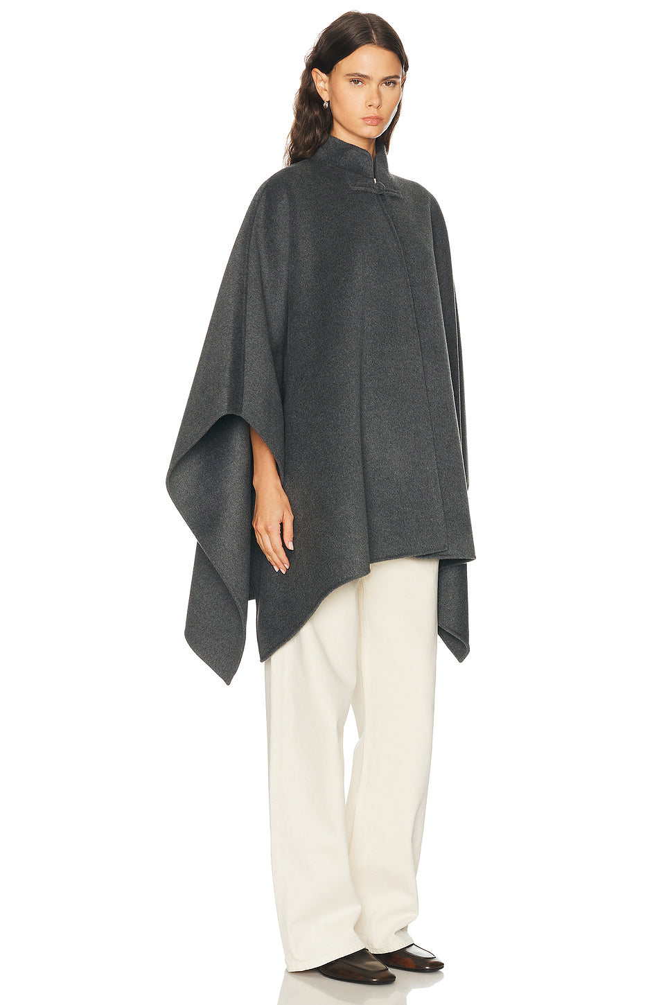 Double Faced Wool Pankou Closure Poncho